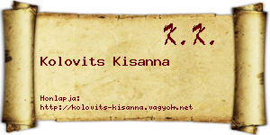 Kolovits Kisanna névjegykártya